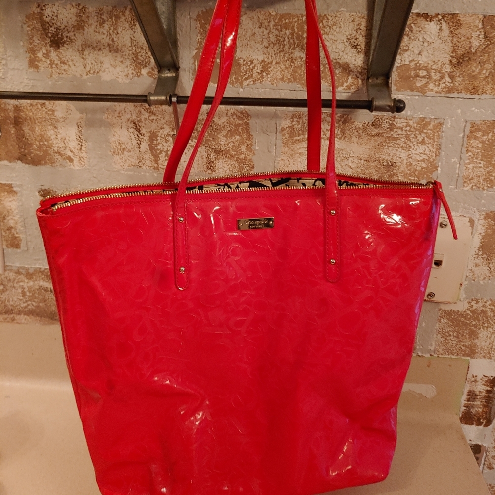 Kate Spade red vinyl tote